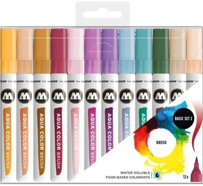 Image de 12 MOLOTOW Aqua Color Brush Basic Set 2 Filzstifte farbsortiert