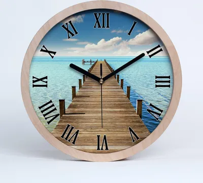 Produktbild von Holzuhr 20fi cm wanduhr - schwarze Spitzen - Holzsteg