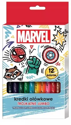 Zdjęcie produktu dla Kredki ołówkowe trójkątne jumbo Avengers 12 kolorów