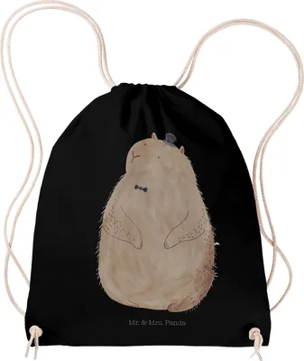 Produktbild von Mr. & Mrs. Panda gym tasche Murmeltier - Schwarz - Geschenk, Freundlichkeit, Knigge, Lustige Sprüche, Respekt, Anstand, gymnastiktasche, wander rucksack, Fröhlichkeit