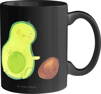 Produktbild von Mr. & Mrs. Panda Teetasse Avocado Kern rollt - Schwarz - Geschenk, Kaffeebecher, Wunder, Kaffeetasse, Trinkbecher, Geburt, Schwanger, keramik, Avocados, Becher, Baby