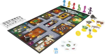 A board game with colorful pieces laid out on a game board.