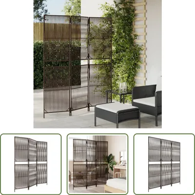 Image de The Living Store Paravent 3-tlg. Braun Poly Rattan