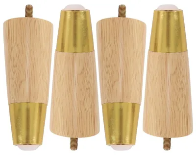 4 Holzmöbelfüße mit Kappen, 12 cm, Ersatzbeine für Möbel