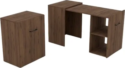 Produktbild von Faltbarer Schreibtisch FLIP – Dunkle Eiche – Ausziehbarer Schreibtisch mit Stauraum für kleine Räume