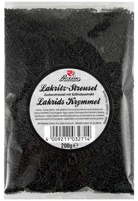 Produktbild von Rexim Lakritzstreusel schwarz 200 g Tüte