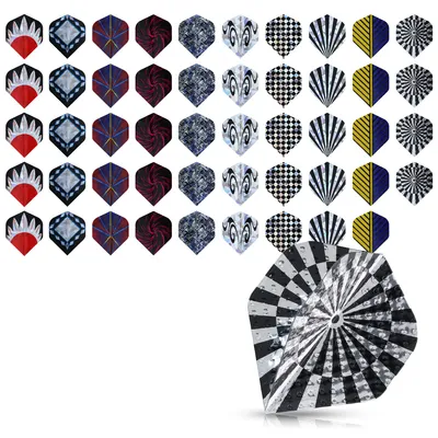 Produktbild von kwmobile 50x Ersatz Dart Flights - Standardform - 5 Stück pro Farbe und Design - Universal Dart Flight Dartfly Set in Mehrfarbig