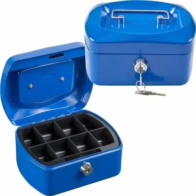 Produktbild von Idena Geldkassette 6" 155x120x90mm, blau - Metall, 8 Fächer
