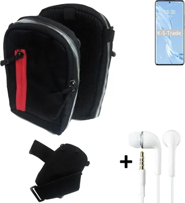 Produktbild von K-S-Trade Outdoor Gürteltasche Holster Umhängetasche + Kopfhörer kompatibel mit Meizu 18 Pro schwarz Handy Tasche Case travelbag Schutzhülle