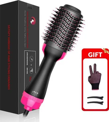 Productafbeelding van Elektrische föhnborstel, ionische styler, zwart/roze, 1 snelheid