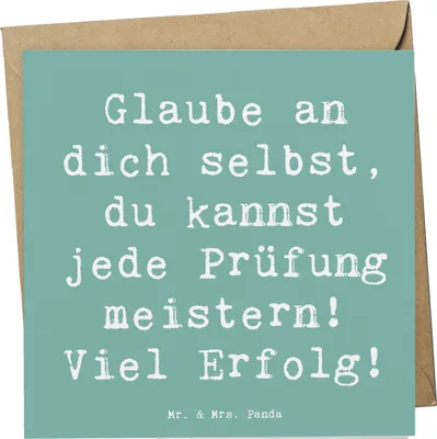 Produktbild von Mr. & Mrs. Panda Grußkarte Spruch Prüfungen bestehen - Meeresbrise - Geschenk, anlasskarte, Zuversicht, Motivation, Glückwunschkarte, doppelkarte, Motivationsschub, Trost