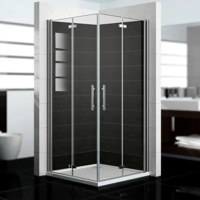 Produktbild von dedeco Eck-Duschrückwände Aluminium wasserfest Motiv: Fliesen V4, Nano-Protect seidenmatt, 2 x 80x210x0,3cm, Fliesenersatz fugenlos Wandverkleidung Wandpaneele,  Germany