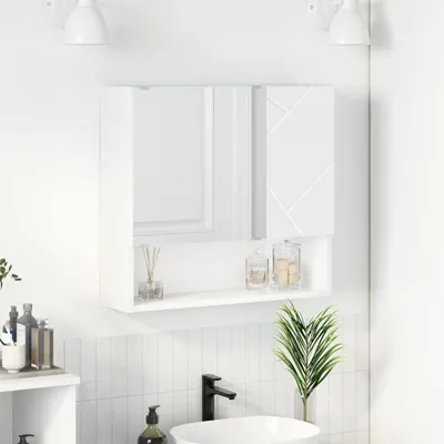 Image de Armoire de toilette VidaXL, à fixation murale, blanche, 59 x 17 x 55 cm, en aggloméré