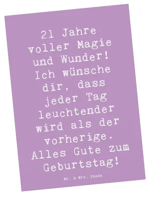 Produktbild von Mr. & Mrs. Panda Postkarte Spruch 21. Geburtstag - Lavendeltraum - Geschenk, Alles Gute zum, Grußkarte, Happy Birthday, Alter, Ansichtskarten, Fotokarte, Ansichtskarte