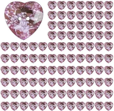 Produktbild von Acrylknöpfe, rote Herzform, 100er Pack, DIY-Kleidungsmaterial, dekorative Knöpfe