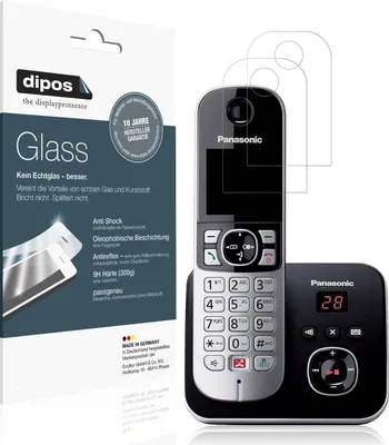 Produktbild von 2x Schutzfolie für Panasonic KX-TG6861 matt - Anti-Shock 9H Folie dipos Glass Kunststoffglas