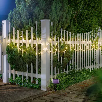 Image de Tuyau lumineux solaire de 10 mètres avec 100 LED blanc chaud AKKU Module solaire résistant aux intempéries