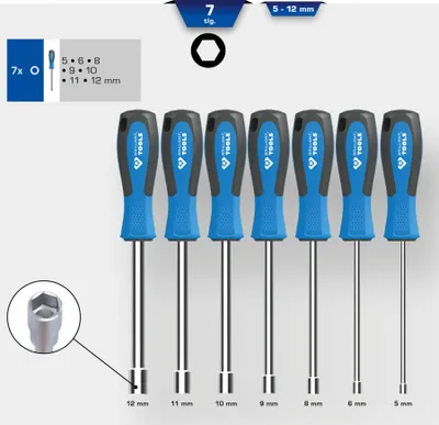 Zdjęcie produktu dla BRILLIANT TOOLS Zestaw wkrętaków nasadowych 7 szt. 5 - 12 mm - BT031070