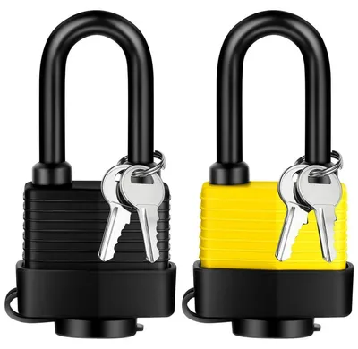 Image de Lot de 2 cadenas identiques, résistants aux intempéries, étanches, de couleur jaune et noir