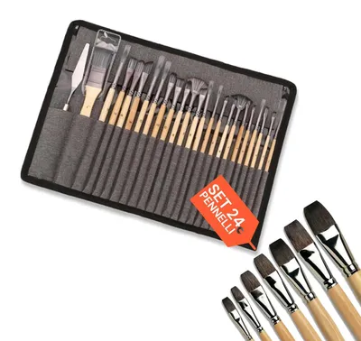 Immagine prodotto di Set di 24 pennelli da pittura professionali con impugnatura ergonomica