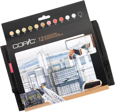 Produktbild von Copic Classic Set Grafikmarker im Wallet - Architektur-farben - Nachfüllbar mit Copic Ink - 12Stk