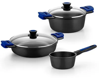 Produktbild von BRA Advanced | 5-teiliges Kochgeschirr-Set, Aluminiumguss, mit Antihaftbeschichtung, Vollinduktion, für alle Küchentypen geeignet