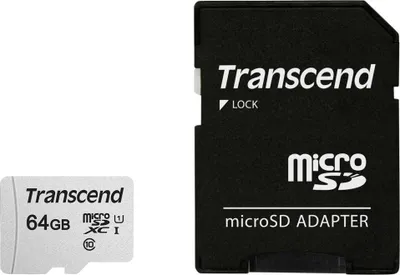 Immagine prodotto di Transcend 300S - Scheda di memoria flash (adattatore incluso) - 64 GB - UHS-I U1 / Class10 - microSDXC UHS-I