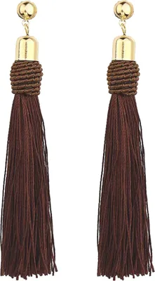 Produktbild von Böhmische Hochzeit Quaste Ohrstecker lange baumelnde Ohrringe Braut Brautjungfer Schmuck-Braun
