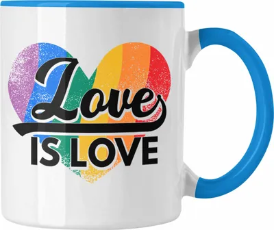 Produktbild von Trendation - LGBT Tasse Geschenk für Schwule Lesben Transgender Regenbogen Lustige Grafik Regenbogen Love Is Love (Blau)