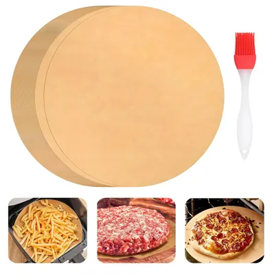 Backpapier rund 32 cm, 100 Stück mit Silikonbürste, braun