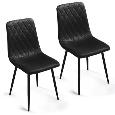 Produktbild von Lina® Elisia Esszimmerstuhl im modernen Design - Samt - Bequemer Stuhl für Ihr Esszimmer, hochwertiger Stoff, ergonomische Form - 2er Set - Schwarz