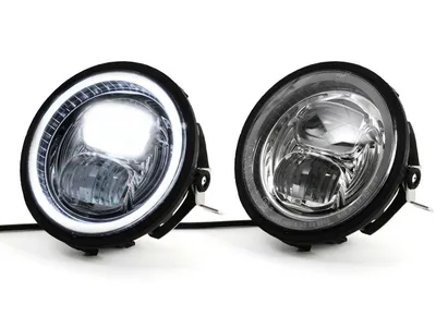 Obrázek produktu pro Světlomet včetně rámečku a držáku světlometu Moto Nostra LED HighPower Ø=143mm (5 3/4") 12V DC s označením E9 pro přestavbu Vespa PX