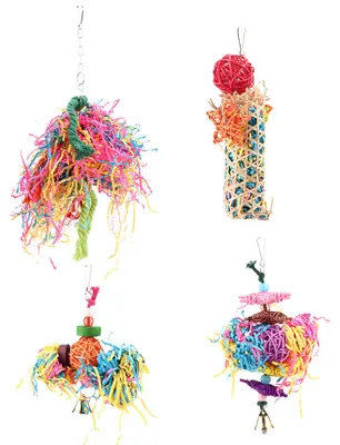 Produktbild von Buntes Papageien-Kletterspielzeug, hängender Vogelkäfig zum Kauen mit Glocke für Heimtierbedarf