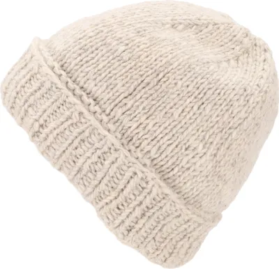 Produktbild von Einfarbige Handgestrickte Wollmütze aus Nepal - Beige, Uni, Creme-weiß, Wolle, Hüte, Mützen