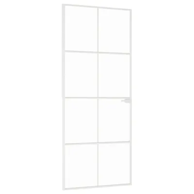 Obrázek produktu pro vidaXL Interiérové dveře bílé 83x201,5 cm Tvrzené sklo a hliník Slim