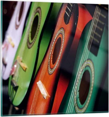 Produktbild von Bilder auf glas - Gitarre Musik Instrument - 30x30cm - Glasbilder - Wandbilder - Kunstdruck - zum Aufhängen bereit - Wanddekoration aus Glas - Glas Bilder - Wandbild auf Glas - GAC30x30-2113