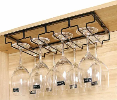 Obrázek produktu pro 4 sloty Skleněný držák Skleněná kolejnice z nerezové oceli Skleněné víno Šampaňské pohár Věšáky Rack