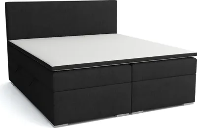 Produktbild von FEDVE Boxspringbett Schlafzimmerbett KANTON mit 2 Bettkästen, Doppelbett mit Bonell-Matratze und Topper 180x200 cm Schwarz (Lux 23)