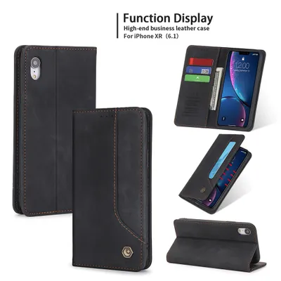 Obrázek produktu pro RetroPolyuretankožené pouzdro pro iPhone XR peněženkový design pouzdro s držákem na karty a stojánkem černé