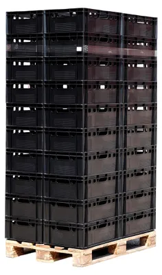 Produktbild von E2 Palette Kisten 60x40x20 Fleischkiste Lagerkiste Metzgerkiste - 40 Stück schwarz