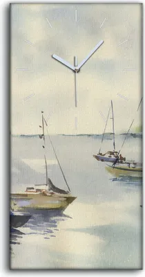 Produktbild von Dekor Leinwand Uhr Wandbilder Geräuschlos 30x60 Wasser boote Landschafts - weiße Hände