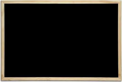 A black chalkboard with a wooden frame.