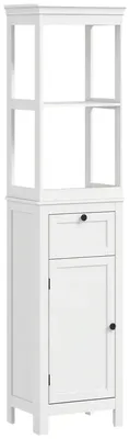 Image de Meuble de salle de bains, étagère réglable, 2 compartiments, BLANC