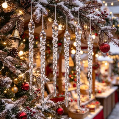 Eiszapfen-Weihnachtsbaum-Anhänger, 23+30 cm, 16 Stück