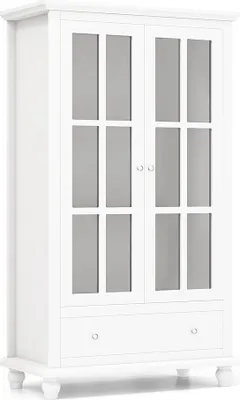 Immagine prodotto di Libreria COSTWAY, vetrina con ante in vetro temperato, ripiano e cassetto regolabili, mobile da ufficio, schedario per ufficio e soggiorno, 80 x 40 x 139 cm, bianco