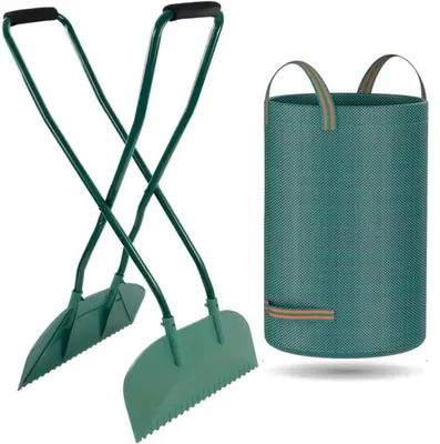Produktbild von Laubgreifer mit Stiel Ergonomisch 95 cm mit GRATIS Gartensack 272L – Laubsammler Garten Greifer für Blätter, Gras & Gartenabfälle