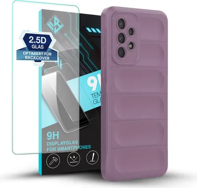 Produktbild von Handy Hülle für Samsung Galaxy A33 5G mit 9H Displayglas Displayschutz Plus Grip Case Cover Schutzhülle Softgrip Farbe: Violett