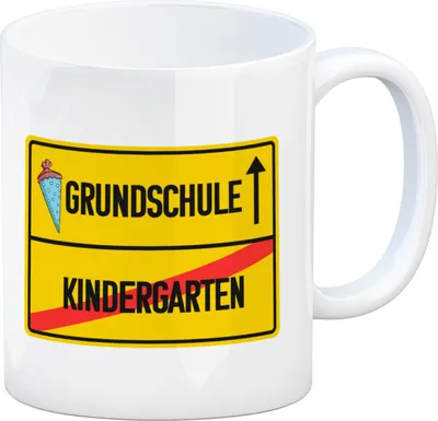 Produktbild von Grundschule Ortsschild Kaffeebecher zur Einschulung