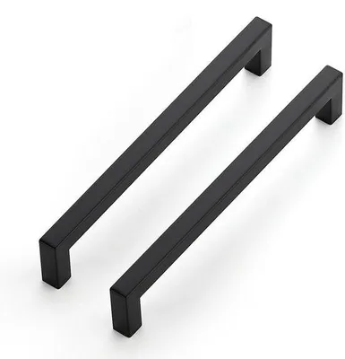 Immagine prodotto di Set di 5 maniglie nere opache per mobili, adatte a armadi e porte, con distanza tra i fori di 192 mm, lunghezza totale di 204 mm, diametro di 12 mm, in acciaio inossidabile