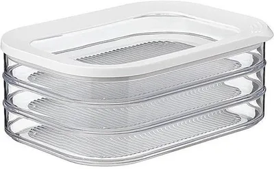 Produktbild von Delikatessebewaardozen, 3-deelig, weiß, für den Kühlschrank geeignet, luftdichter Deckel, stapelbar.